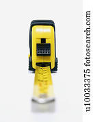 Cutout of a metal tape measure