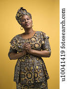 fêmea americana africana, adulto maduro, em, africano, dress.