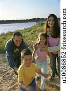 familie, park, laufende, per, see