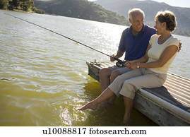 par maduro, por, pesca lago