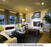 interior, de, contemporâneo, sala de estar