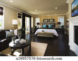 interior, de, contemporâneo, quarto