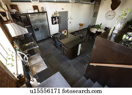 High angle view of modern kitchen
