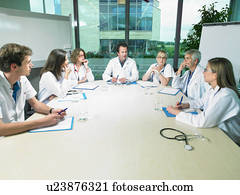 會議, 在之間, a, 組, ......的, doctors.