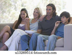 jeden, rod, watching televizia