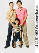 Portrait of a senior man with his son and granddaughter