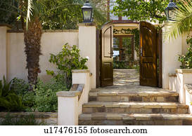 Front Gate and Steps to Spanish Style Home