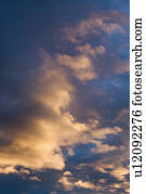 Colorful cumulus clouds in sky