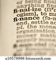 foco seletivo, de, dicionário, entrada, para, a, palavra, finanças