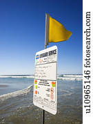 sinal, e, bandeira, ligado, praia, em, paraíso surfistas, austrália, com, salva-vidas, programa