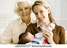 tres generaciones, de, un, familia