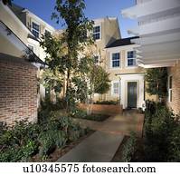 Detail exterior colonial housing community