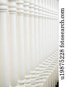 Detail of white railing spindles