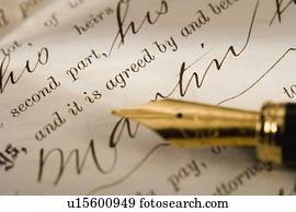 closeup, de, caneta, contrato