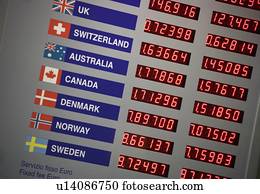 Electronic display of exchange rates