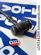 Judge’s gavel on vote signs