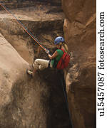 Female Rock Climber Rappelling Side View Stock Photo Images. 2,958 ...