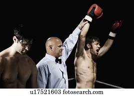 árbitro, ficar, entre, ganhar, e, perdendo, pugilistas