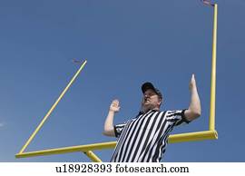 árbitro futebol americano, chamando, meta campo