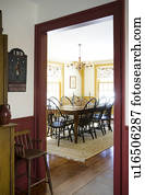 View through doorway colonial style dining room