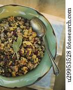 ação graças, recheio, em, tigela