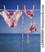 Money drying on clothesline