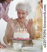 Senior woman celebrating birthday