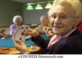 sênior, adultos, tocando, ponte