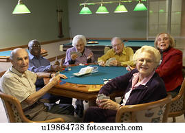 sênior, adultos, tocando, ponte