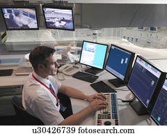 operador, controle, sala