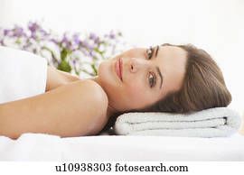 um, mulher, em, um, spa