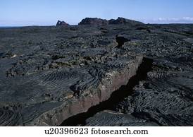 Crevice in lava field on Santiago Island, Galapagos