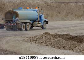Water truck on dirt road