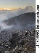 Haleakala crater with smoke