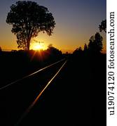 trilhas trem, em, sundown