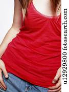 Woman in red sleeveless top
