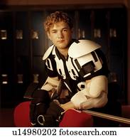 retrato, de, um, jogador hóquei