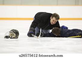 jogador hóquei, baixo, ligado, a, gelo
