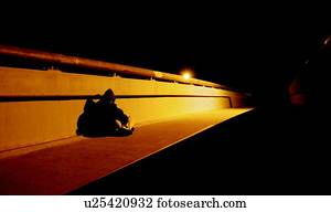 penner, auf, brücke, nacht penner, auf, brücke, nacht
