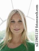 portrett, av, ei, woman.