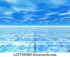 Blue sky and horizon over land