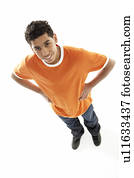 Full Length Portrait Of Young Boy