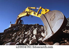 Crawler excavator on brownfiled site. Crawler excavator on brownfiled site.