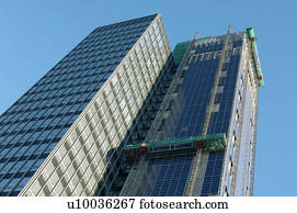 Building exterior with photovoltaic solar panels