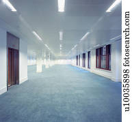 Deserted interior of office building. 