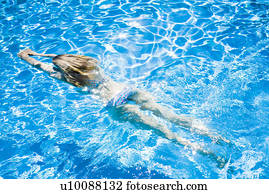 Woman swimming in pool