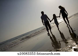 família praia, andar