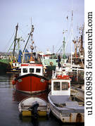 Fishing boats in Padstow harbour Southeast England