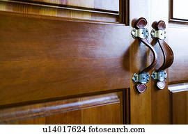French Doors with Contemporary Leather Handles
