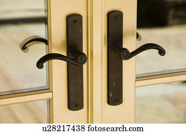 French Doors with Contemporary Wrought Iron Handles